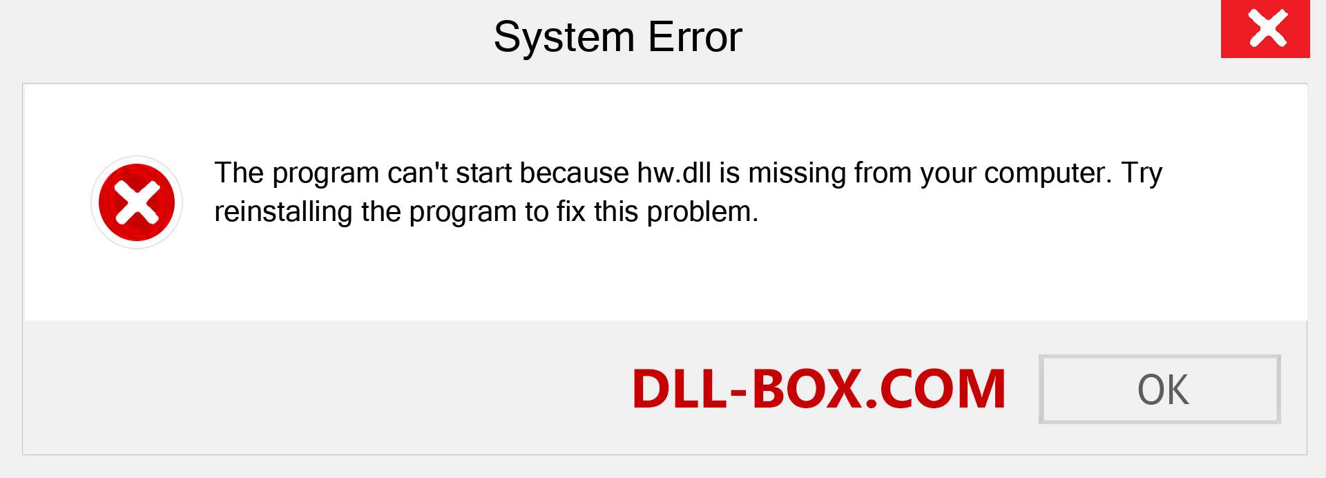  hw.dll file is missing?. Download for Windows 7, 8, 10 - Fix  hw dll Missing Error on Windows, photos, images